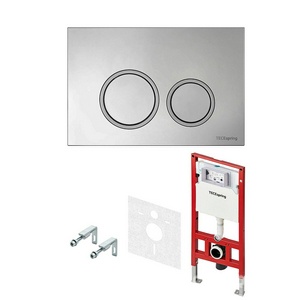 К-т д/установки подвесн.унитаза,(застен.модуль, крепёж, прокладка звукоиз, панель 2-го смыва пластик цв.ХРОМ глян.,контур клавиш хром),  R Tece TECEspring S401101 / старый арт.K955101