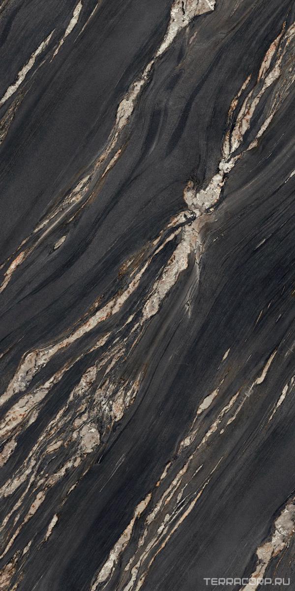Керамогранит Ariostea Ultra Marmi Tropical Black Lev Silk 6 mm 150x300 Черный, фото 4
