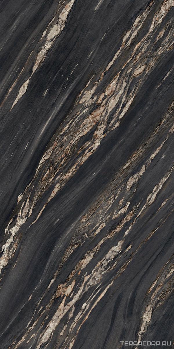 Керамогранит Ariostea Ultra Marmi Tropical Black Lev Silk 6 mm 150x300 Черный, фото 6
