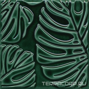 Керамическая плитка Kerama Marazzi Сантана Декор  2 структура зеленый темный глянцевый 15х15 Зеленый 