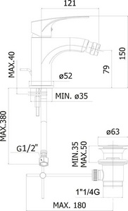 Смеситель для биде с авт.д/к 1 1/4" (цв. хром) Lime ZZ Paffoni lime LM135CR