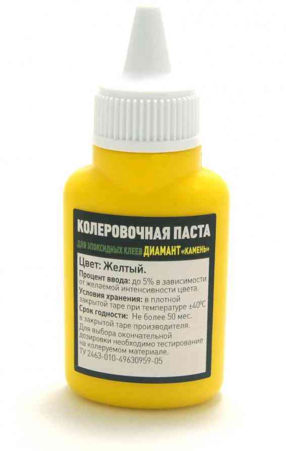 Колеровочная паста для эпоксидных клеев 003 Диамант "Камень", цвет желтый, 40 мл. ZZ