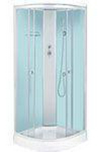 Душевая кабина 411 1000*1000*2150, профиль серебро, стекло сатин ,задняя стенка - белое стекло,смеситель, тропич.душ, лейка,низкий поддон, слив хром Z Graham Graham 411