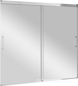 Штора на ванну, 2 сдвижных стекла, 170(168-170)хh145см, (вход 71см), установка в нишу, (проф.цв.хром, стекло 6мм прозр.),  ZZ Cezares Tandem-Soft TANDEM-SOFT-VF-2-170/145-C-Cr-IV