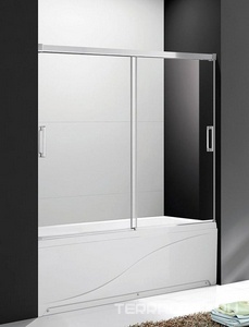 Штора на ванну, 2 сдвижных стекла, 170(168-170)хh145см, (вход 71см), установка в нишу, (проф.цв.хром, стекло 6мм прозр.),  ZZ Cezares Tandem-Soft TANDEM-SOFT-VF-2-170/145-C-Cr-IV