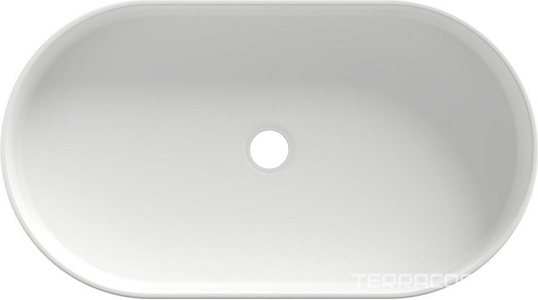 Раковина накладная на столешницу, овальная, 600x390хh120мм, без отв.д/смесит., без перелива, (цв.белый матовый),  Aqueduto Espiral ESP0220