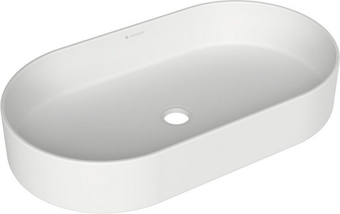 Раковина накладная на столешницу, овальная, 600x390хh120мм, без отв.д/смесит., без перелива, (цв.белый матовый),  Aqueduto Espiral ESP0220