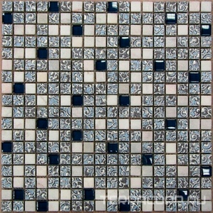 Мозаика Bonaparte Мозаика стеклянная с камнем Dreams Blue (15x15x8) 30x30 Комбинированный 