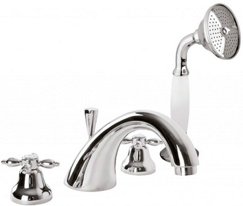 Смеситель для ванны, встраиваемый в борт на 4 отв., лейка, шланг в компл., (цв.хром),  ZZ Cezares Nostalgia NOSTALGIA-BVD-01-M