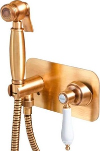 Смеситель встраиваемый в стену, с гигиеническим душем, (цв.бронза, ручка цв.белый),  ZZ Cezares Aphrodite APHRODITE-DIF-02-Bi