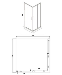 Душевое ограждение GREENWOOD, 90*90*185, квадратное, раздвижные двери, прозрачн.стекло, БЕЗ поддона, хром.профиль ZZ Azario Greenwood AZ-NNE1142/900