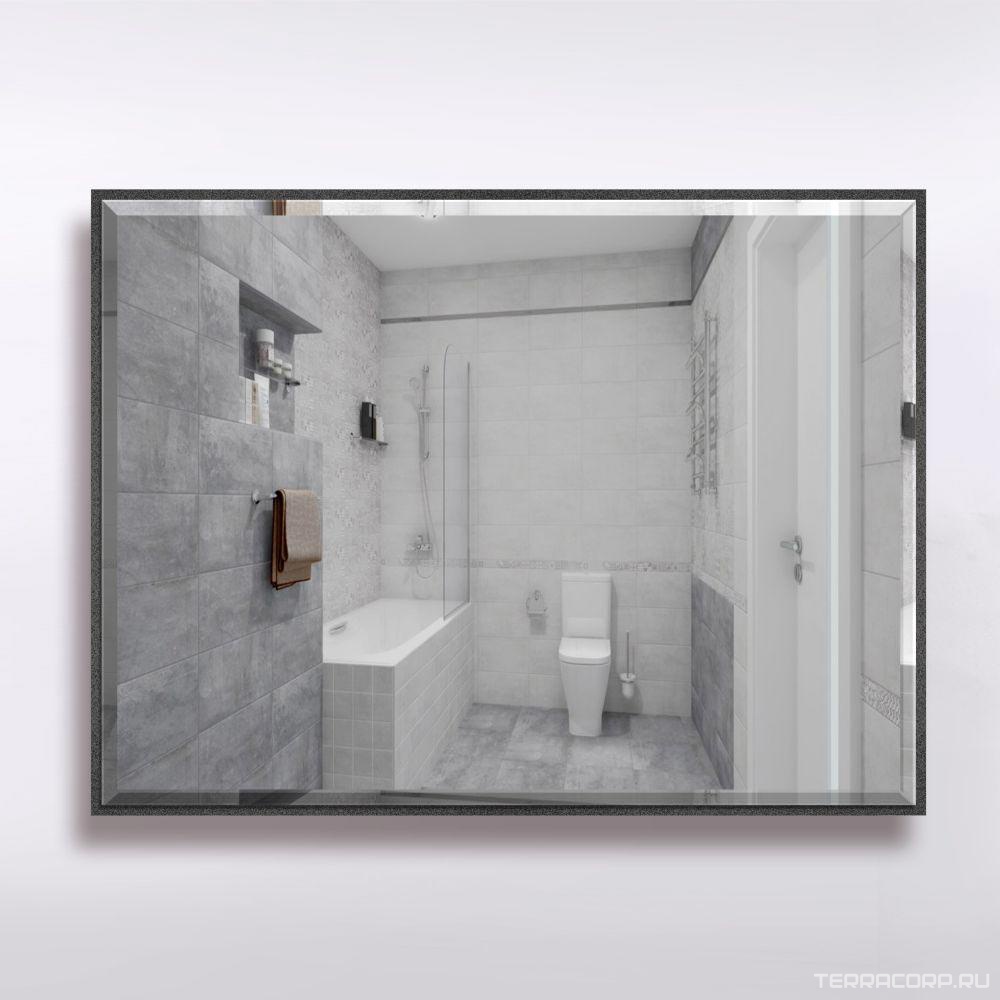 Зеркало 60х80 см, универсальный монтаж, черный алюминиевый профиль