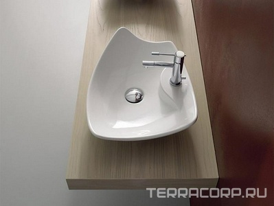 Раковина накладная на столешницу, 48х39хh15см, c 1 отв.д/смесителя, без перелива,  ZZ Scarabeo Kong 8051/R