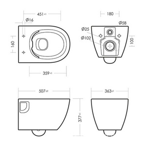 Унитаз подвесной безободковый Art Rimless Slim, тонкая крышка-сиденье с микролифтом в компл Sanita Luxe Art Slim WC.WH/Art/SlimDM.Rim/WHT.G/S1