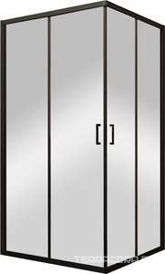 Душевой уголок 800x800x1850 раздвижной квадратный стекло-прозрачное, профиль черный, ZZ Veconi RV RV13-80-01-C5