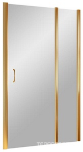 Дверь в нишу  LUX, 110x190 см, правая, одностворчатая распашная, с неподвижным элементом, ручки квадро. профиль золотой, стекло прозрачное, покр Vegas Glass EP-F-1 EP-F-1 LUX 110 09 01 / BriteGuard / Правая