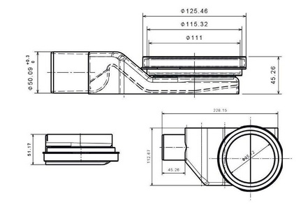 Трап для душа, выпуск гориз.50мм, (пластик, решетка нерж.сталь 194х194мм), Confluo Standard 20Х20 Angle 2 ZZ Pestan Standard Dry 13000014