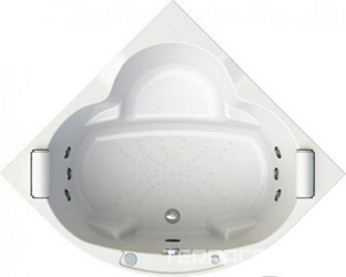 Ванна акриловая "СОРРЕНТО 2", 1400х1400, подголовник - 2 шт., каркас и слив-перелив (хром) в компл., фронт. панель ГМ "Релакс Chrome" ZZ