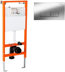 Инсталляция для подвесн. унитаза,1155х515х140мм, со смывным бачком, крепёж к стене, клавиша смыва с прямоуг. кнопками цв.хром в компл, BelBagno ZZ