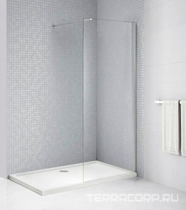 Душевая перегородка 1000хh1950мм, правая/левая, (стекло прозрачное 8мм, поперечный укорачиваемый кронштейн 1200мм, фурнит. цв.хром),  ZZ Cezares Liberta LIBERTA-L-1-100-120-C-Cr