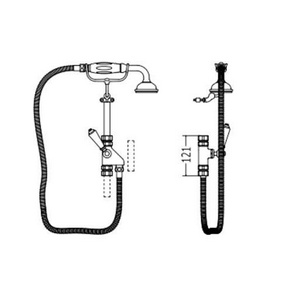 Распределитель с ручным душем, шлангом, кронштейном,  (цв. хром, ручки цв. чёрный) Devon&Devon ZZ Devon & Devon Shower mixers MARK618CRBD