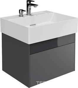 Тумба LOGICA подвесная 2 ящика 60 см, БЕЗ раковины, цвет стальной серый Kerama Marazzi  LO.60.2\ST/LOG.60.2\ST