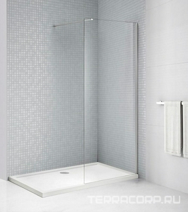 Душевая перегородка 1400хh1950мм, правая/левая, (стекло прозрачное 8мм, поперечный укорачиваемый кронштейн 1200мм, фурнит. цв.хром),  ZZ Cezares Liberta LIBERTA-L-1-140-120-C-Cr