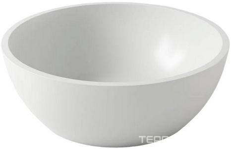 Раковина накладная 430х430х165мм, без отверст. для смесит., без перелива, д/к в цвет раковины в компл.,(иск.камень Soft rock цв.белый мат), Moon ZZ Holbi Almatea 1.02.001.11.1