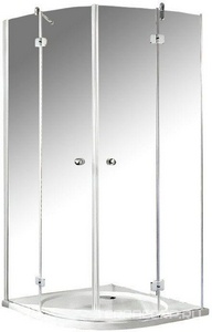Душевое ограждение, 1/4 круга, R550, 1000х1000хh1950мм, 2 распаш.двери с 2 неподв.сегм.,(профиль алюм.хромэфф,стекло 6мм прозрач), Ц/С 40/10  KL Duschwelten MK 600 5104 005 001 020