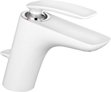 Смеситель для раковины , однорычажный, с дон.клапаном, гибк.подвод, белый\хром KLZZ Kludi Balance 520239175