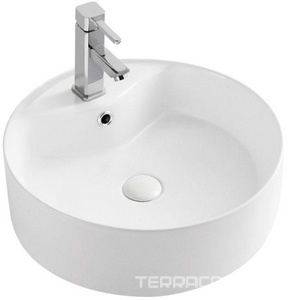 Раковина накладная 460х170 мм, круглая,  отверстие под см-ль, цв. белый ZZ Azario Azario AZ-3018 SP