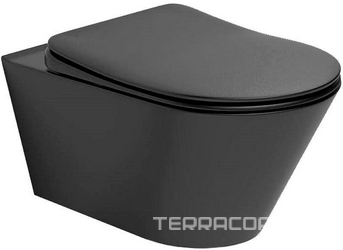 Унитаз подвесной L3W(Black) AVVA 530x335мм с Rimless, БЕЗ крышки-сиденья, цв. черный, ZZ
