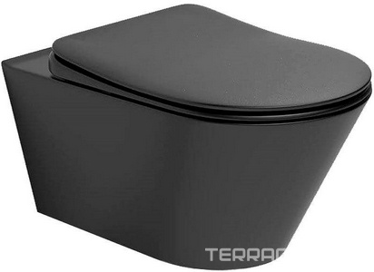Унитаз подвесной L3W(Black) AVVA 530x335мм с Rimless, БЕЗ крышки-сиденья, цв. черный, ZZ Aquanet Logan 288926