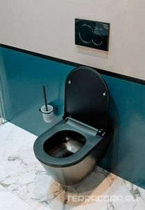 Унитаз подвесной L3W(Black) AVVA 530x335мм с Rimless, БЕЗ крышки-сиденья, цв. черный, ZZ Aquanet Logan 288926