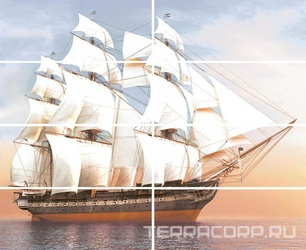 Панно Variete blue veliero (8 плиток) ХХ l80.4x100.1