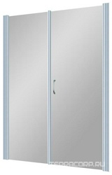 Дверь в нишу EP-F-2, 150x190 см, правая, распашная с неподвижным элементом, профиль матовый хром,дверь - стекло прозрачное,стационар - стекло сатинZZ