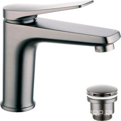 Смеситель для раковины Lemark Bronx LM3706GM, антиизвестковое покрытие, донный клапан в компл, цв. графит, ZZ