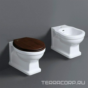 Сиденье для напольного унитаза (дерево цв. орех, крепления цв. золото),  ZZ Simas Londra LO 005 ORO