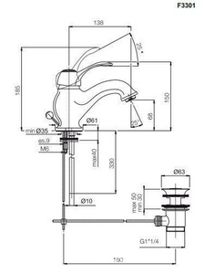 Смеситель для раковины, с д/к, (цв. бронза),  ZZ Fima Carlo Frattini Lamp F3301BR
