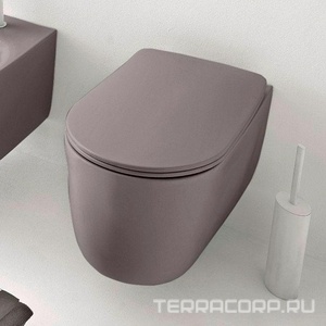 Унитаз подвесной 55х35см, безободковый, БЕЗ сиденья, крепёж арт.WB9N в компл., (цв.Ferro Matt),  ZZ Kerasan Nolita 531489