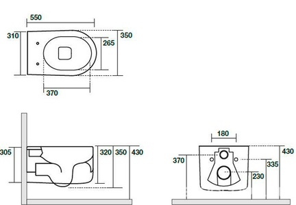 Унитаз подвесной 55х35см, безободковый, БЕЗ сиденья, крепёж арт.WB9N в компл., (цв.Ferro Matt),  ZZ Kerasan Nolita 531489