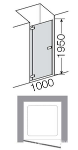 Дверь распашная для ниши, SX петли слева (96,5/105хh195см, стекло 6мм, GL прозр. c покрыт. High Glass., фурн. 05 полир.алюмин) E-LITE ZZ Provex E-Lite 0005EN-L-05GL-HG