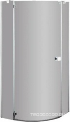 Душ каб.распашная дверь с неподв.сегм., 1/4 круга, R=550, SX петли слева (100х100хh195см, стекло 6мм, GL прозр., фурн. 05 полир.алюмин) E-LITE ZZ