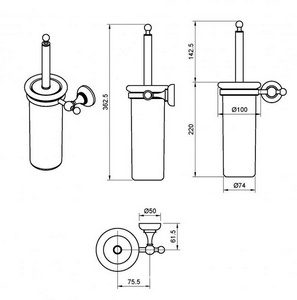 Ерш настенный керамический, (цв.бронза),  ZZ Cezares Aphrodite APHRODITE-TBS-02-M