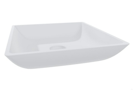 Раковина накладная на столешн, квадрат.380х380хh85мм, без отв.д/смес, без перелива, литой камень S-Sense, глянец цв. белый,  04 ZZ Salini Callista 1101108G