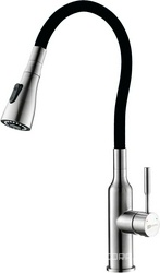 Смеситель для кухни Expert для кухни с гибким изливом, цв. хром/черный матовый ZZ