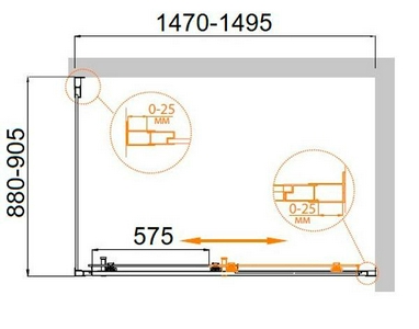 Душевой уголок 1500(1480-1520)х900(880-900)хh1950мм, прямоугольный, правый/левый, (стекло прозр.Idrorepellente 6мм, фурн.цв.хром),  ZZ Cezares Molveno MOLVENO-AH-11-150/90-C-Cr-IV
