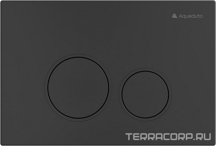 Компл.: унитаз подвесн.,безободк.,525х360мм,цв.белый глянц., сиденье с микрол,,инстал. д/унит., крепёж, клавиша смыва Circulo цв.черный мат.,  ZZ Aqueduto Cone AQDS005