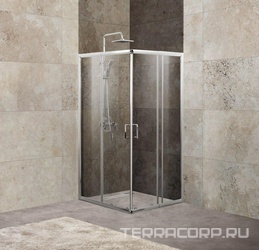 Душевой уголок 900(750-900)х900(750-900)хh1900мм, сдвижные двери, квадрат, (стекло прозрачн.5мм, фурн.цв.хром), Unique ZZ