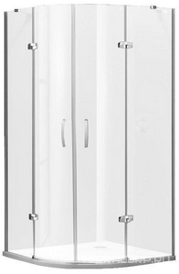 Дверь д/д двустворч.,распашная, откр.наружу 1/4 круга, R500мм, 1000х1000хh1900мм, стекло прозр.6мм, профиль цв. мат.серебро),  ZZ Huppe Huppe Aura elegance 400802 087 321